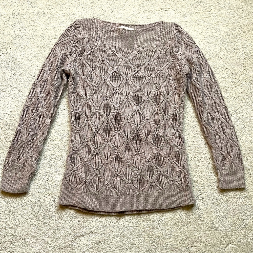 Loft taupe cable design sweater size medium.